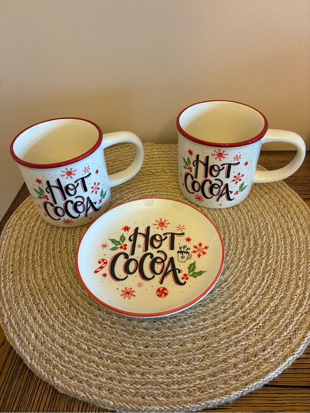 Hobby Lobby Hot Cocoa 2 Mugs and 1 Saucer Set